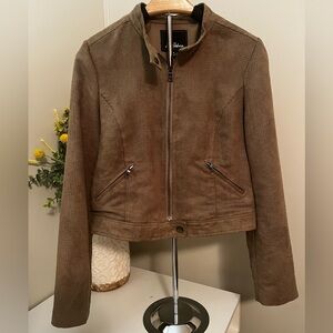 Sam Edelman Tan Faux Suede Zip-up Jacket Medium